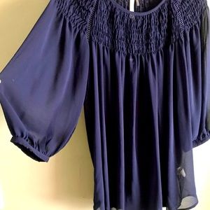 Navy blue Chiffon Blouse w/tank top